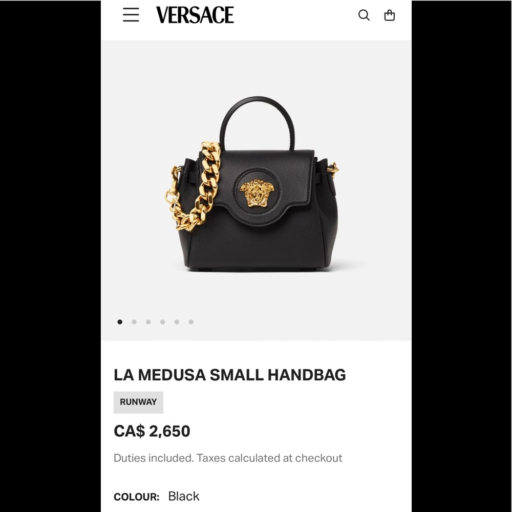 Versace Black Crossbody Bag with Gold Chain - Picture 4 of 8